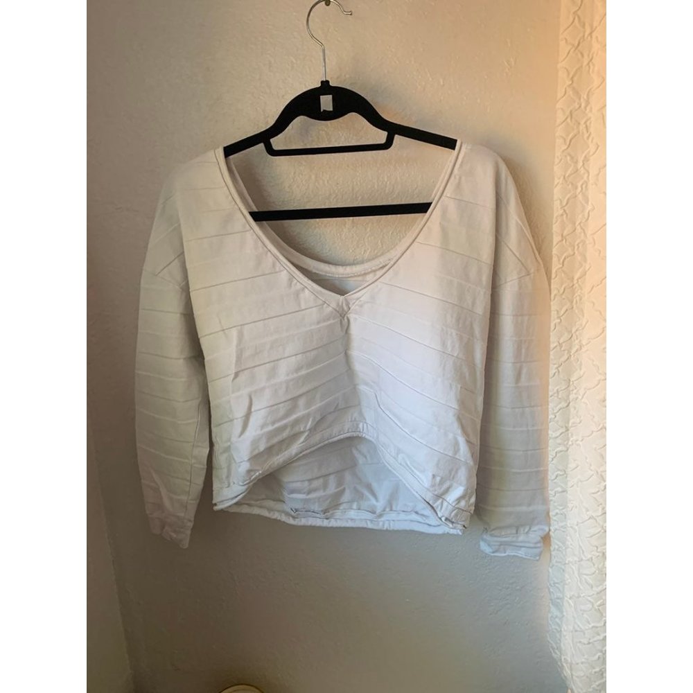 Anthropologie callahan top white rufdled layered off shoulder - Picture 8 of 11